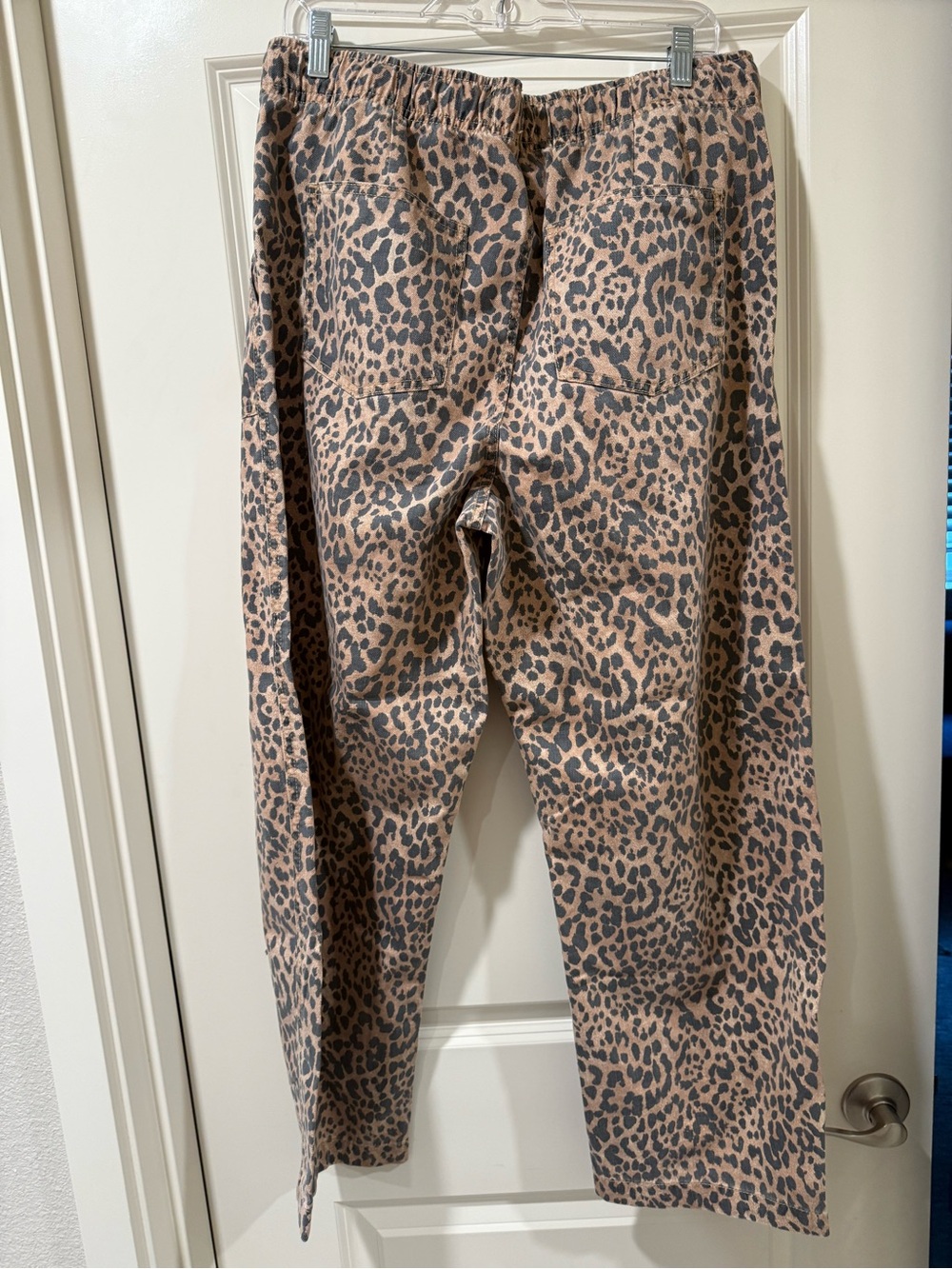 Women's Leopard Print Elastic-Waist Pants - Brown/Black